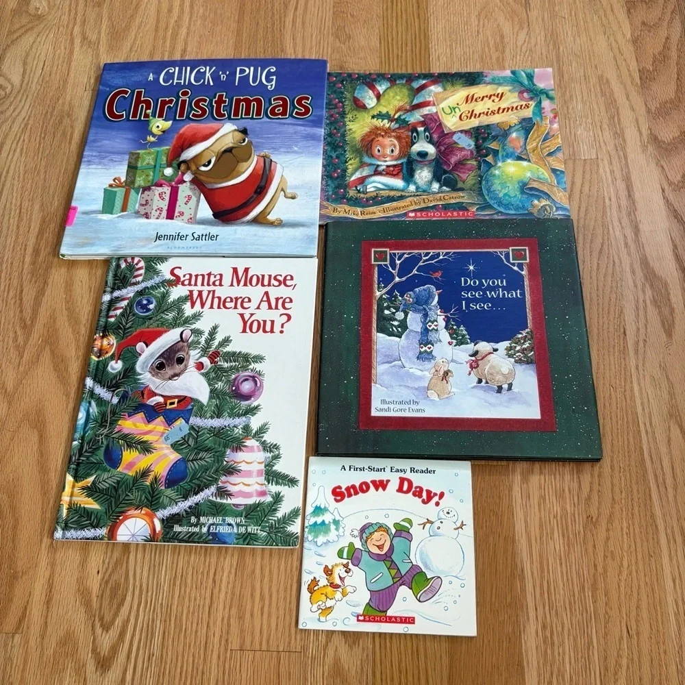 Children's Christmas Storybook Set Bundle Book Chick N Pug Santa Mouse Snow Day
